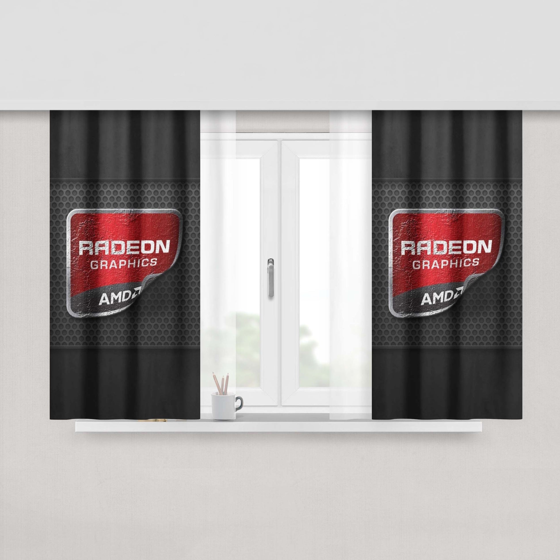 Amd Logo Peach Skin Window Curtains