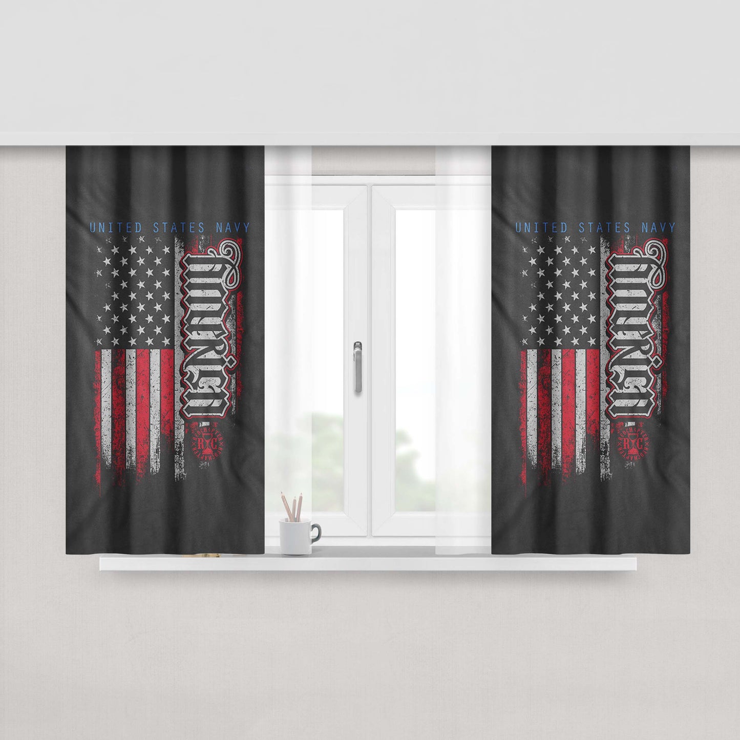 America Themed Victor Cruz New Peach Skin Window Curtains