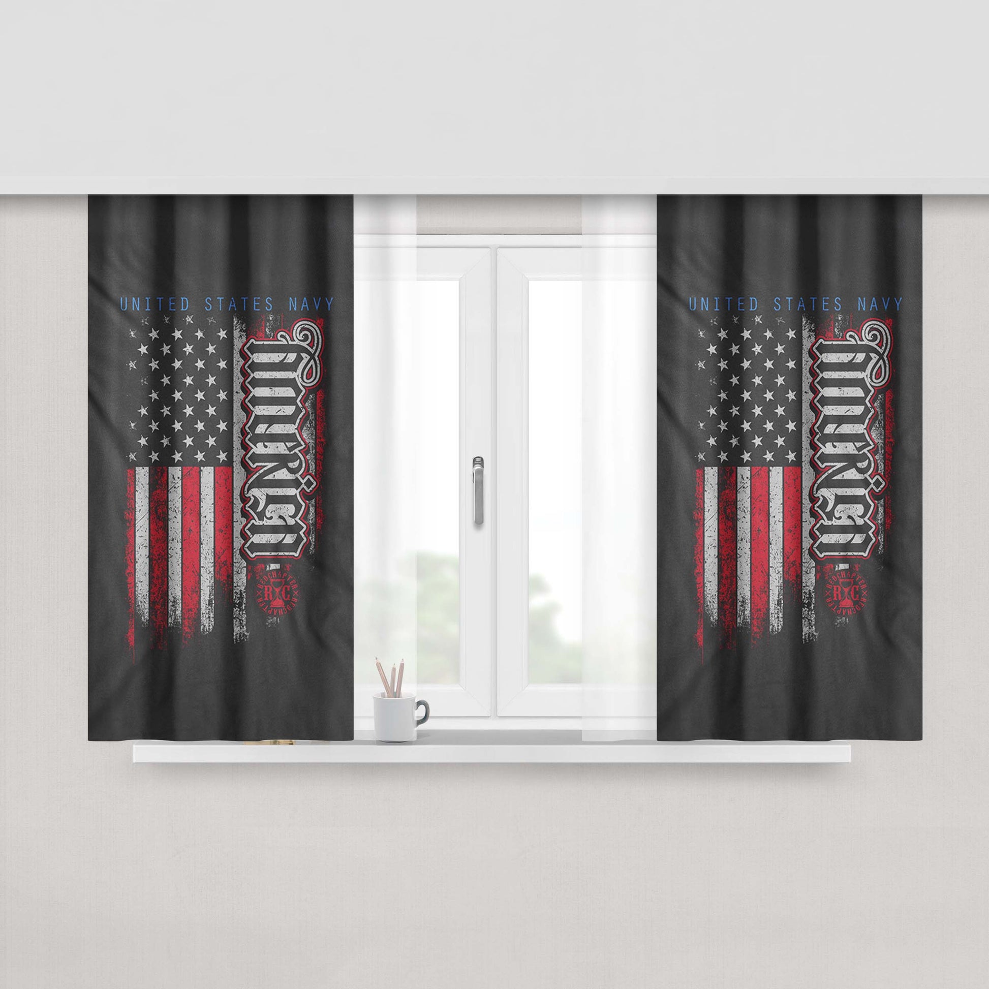America Themed Victor Cruz New Peach Skin Window Curtains