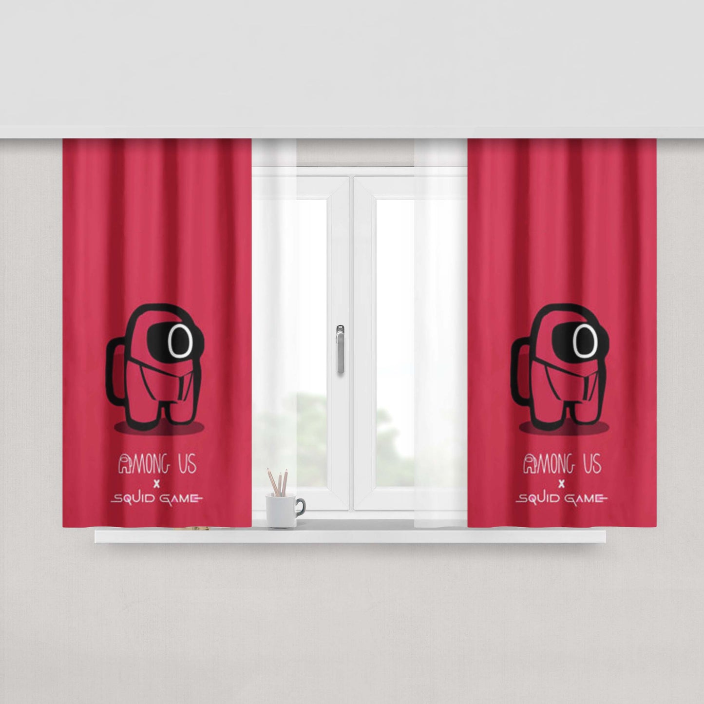 Among Us Game Character Peach Skin Window Curtains