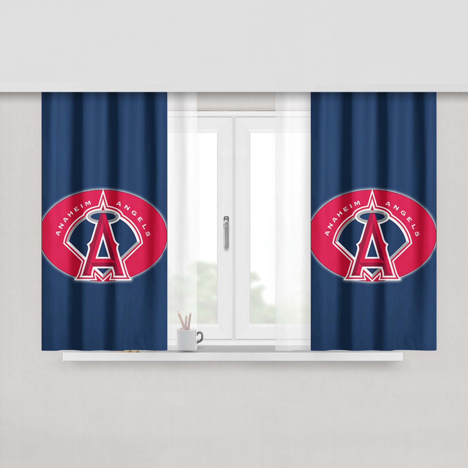 Anaheim Angels Picture Peach Skin Window Curtains