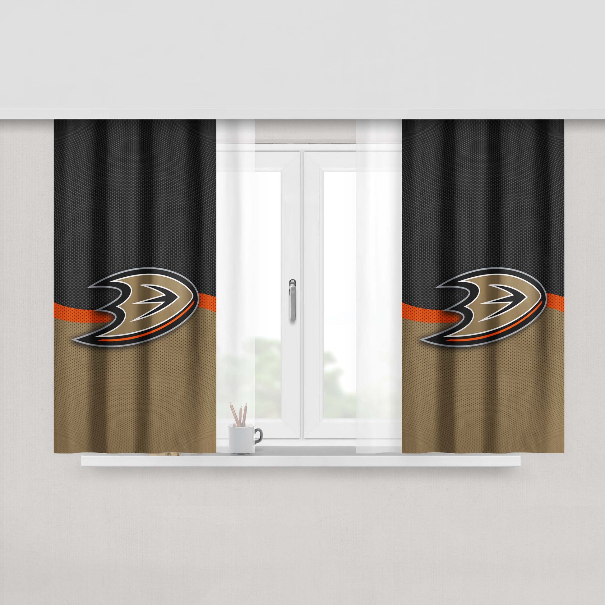 Anaheim Ducks Hockey Peach Skin Window Curtains
