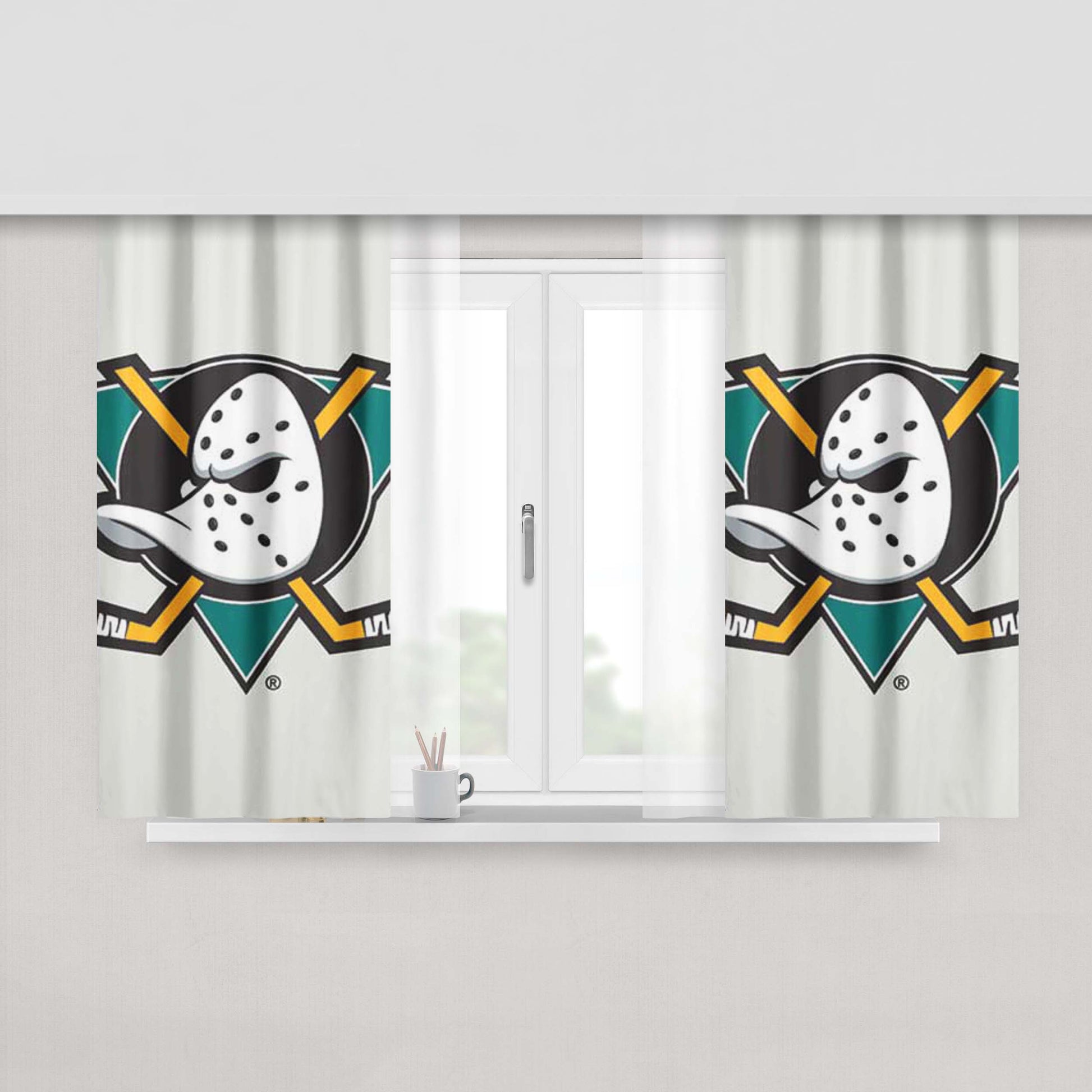 Anaheim Ducks Logo Jersey Peach Skin Window Curtains