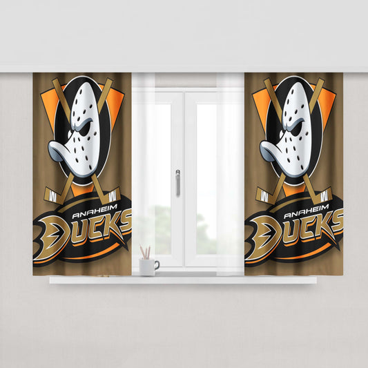 Anaheim Ducks Logo On White Peach Skin Window Curtains
