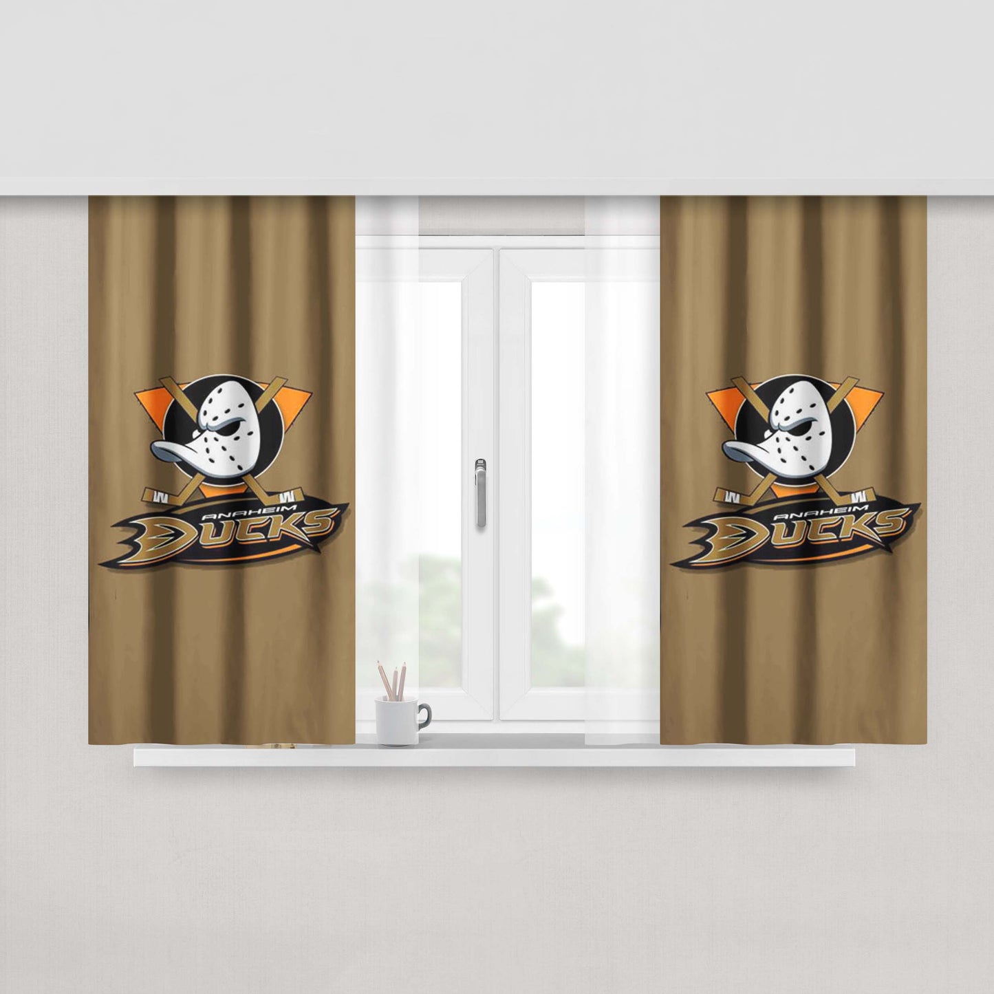 Anaheim Ducks Nhl Logo Peach Skin Window Curtains