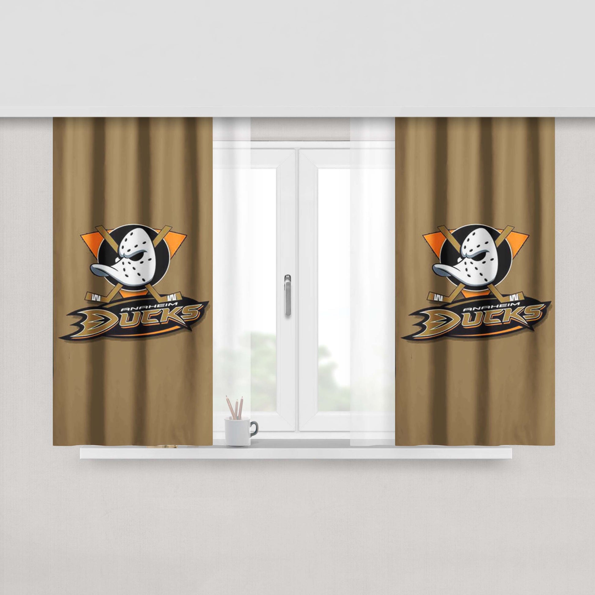 Anaheim Ducks Nhl Logo Peach Skin Window Curtains