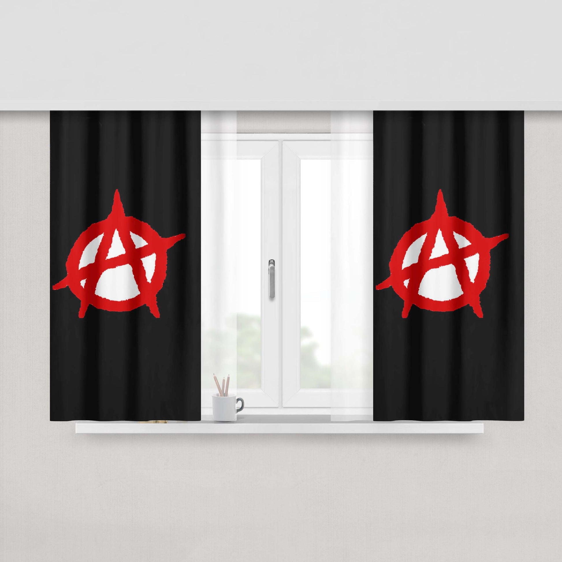 Anarchy Red Logo Peach Skin Window Curtains