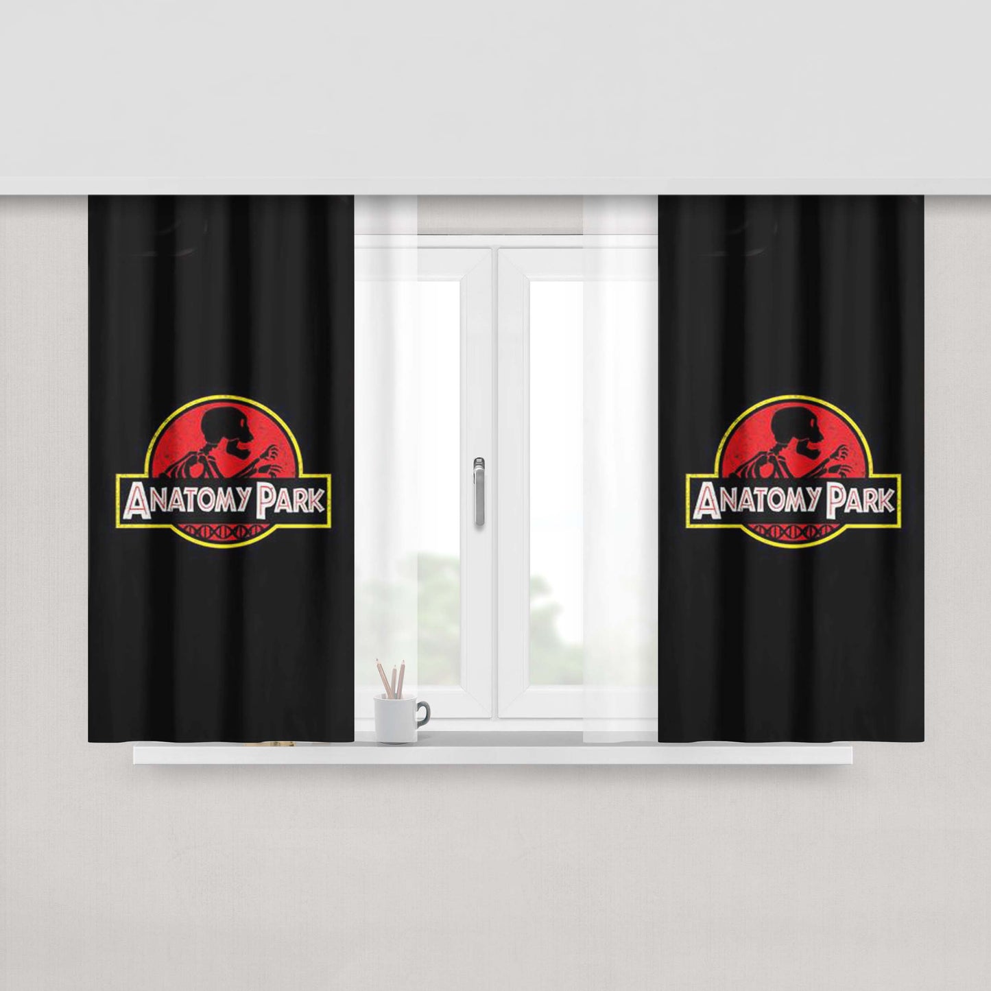 Anatomy Park Skull Art Peach Skin Window Curtains