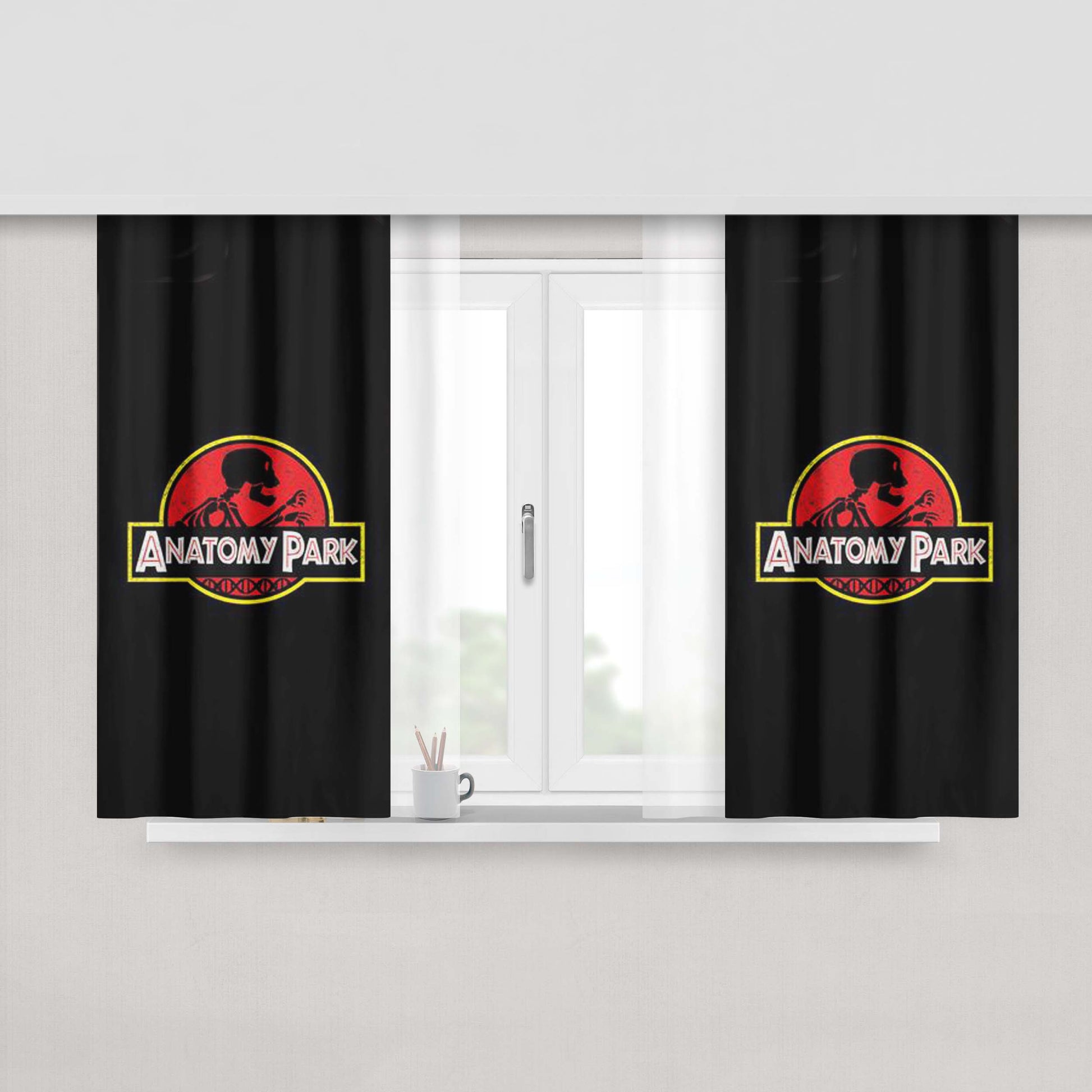 Anatomy Park Skull Art Peach Skin Window Curtains