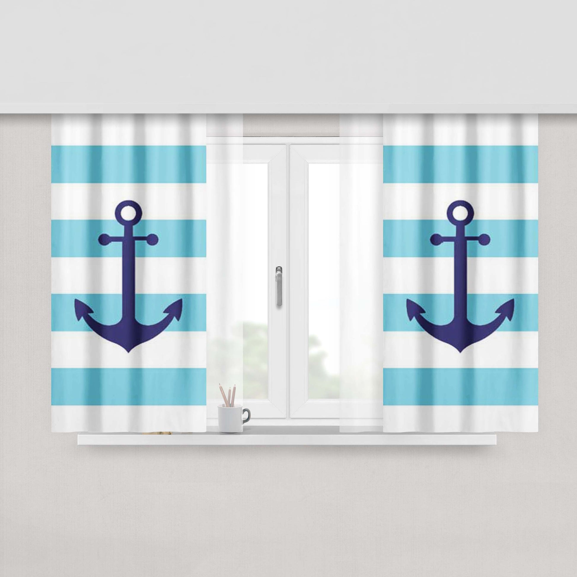 Anchor Beach Sand Peach Skin Window Curtains