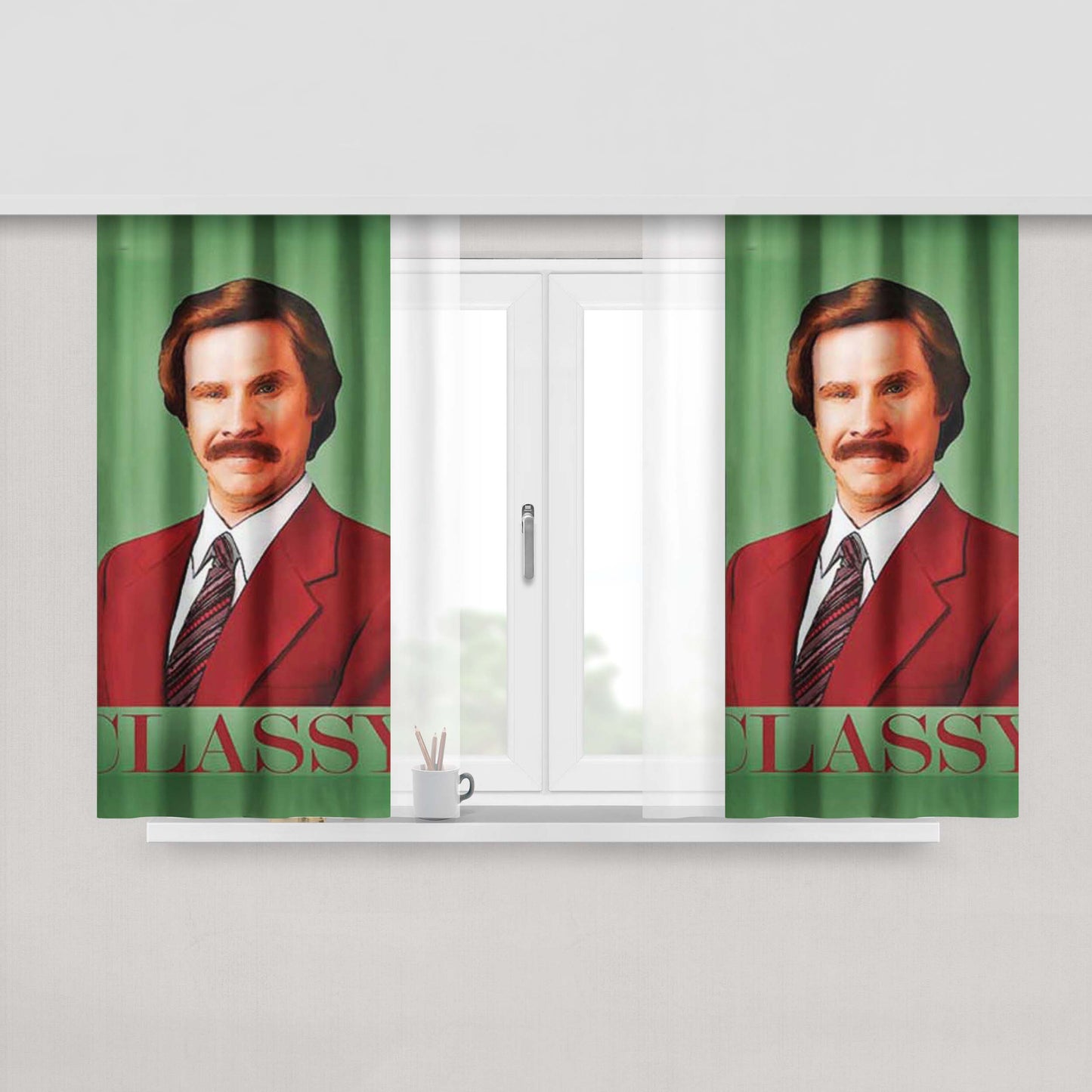 Anchor Tattoo Style Sailor Pirate Peach Skin Window Curtains