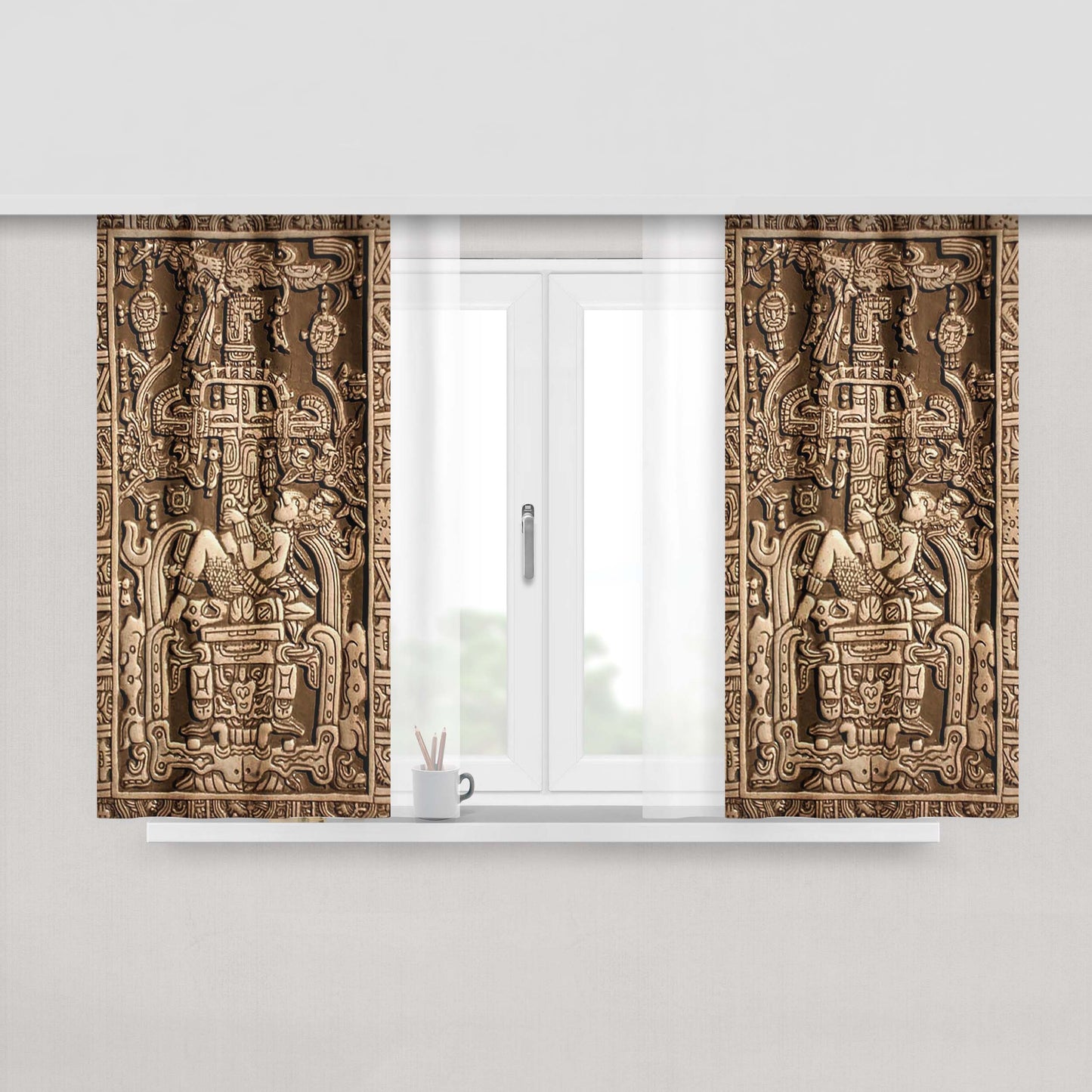 Ancient Alien Anatomy Peach Skin Window Curtains