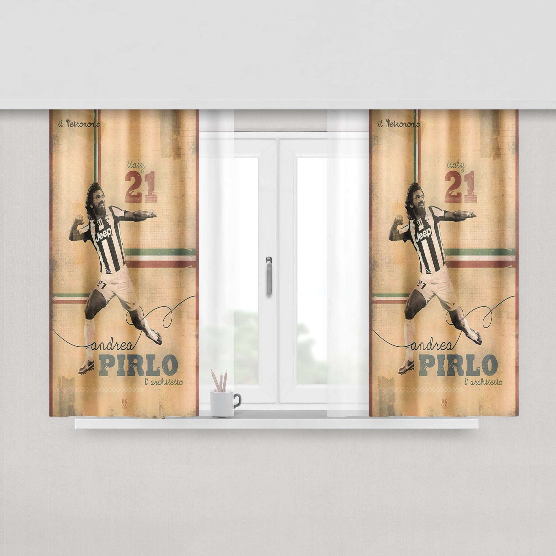 Andrea Pirlo Il Pittore Peach Skin Window Curtains