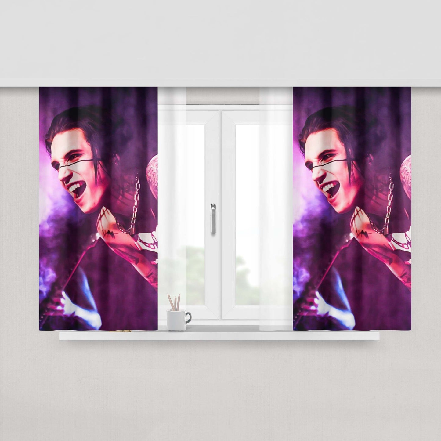 Andy Biersack On Flag Peach Skin Window Curtains