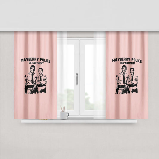 Andy Griffith Tv Show Mayberry Police Department Funny Peach Skin Window Curtains