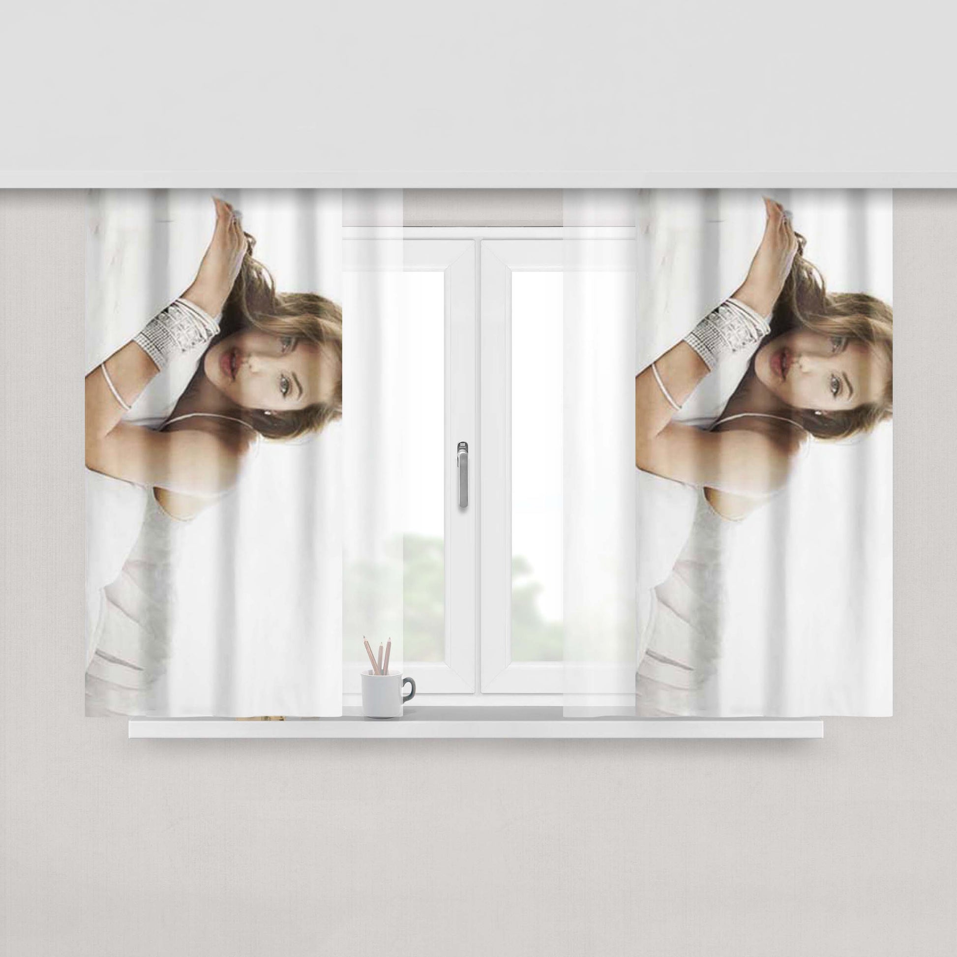 Angelina Jolie Obey Peach Skin Window Curtains