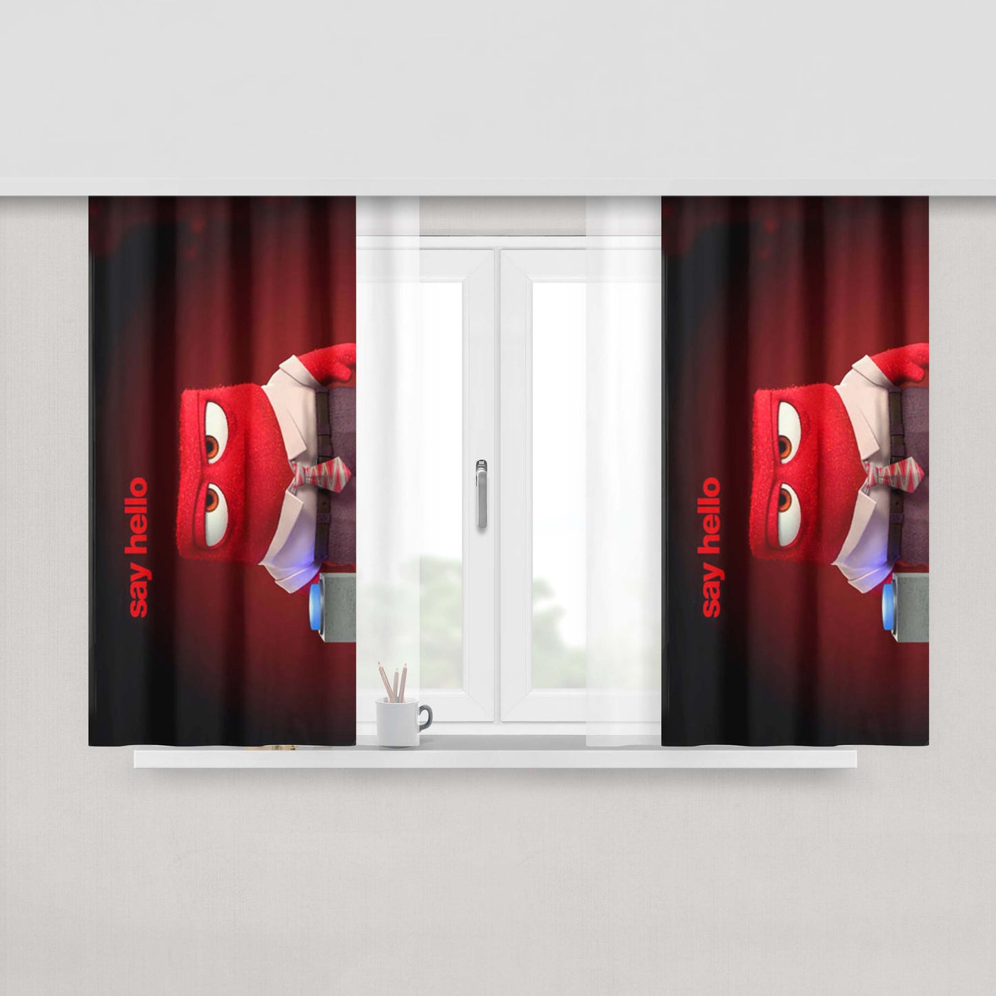 Anger Inside Out Poster Peach Skin Window Curtains