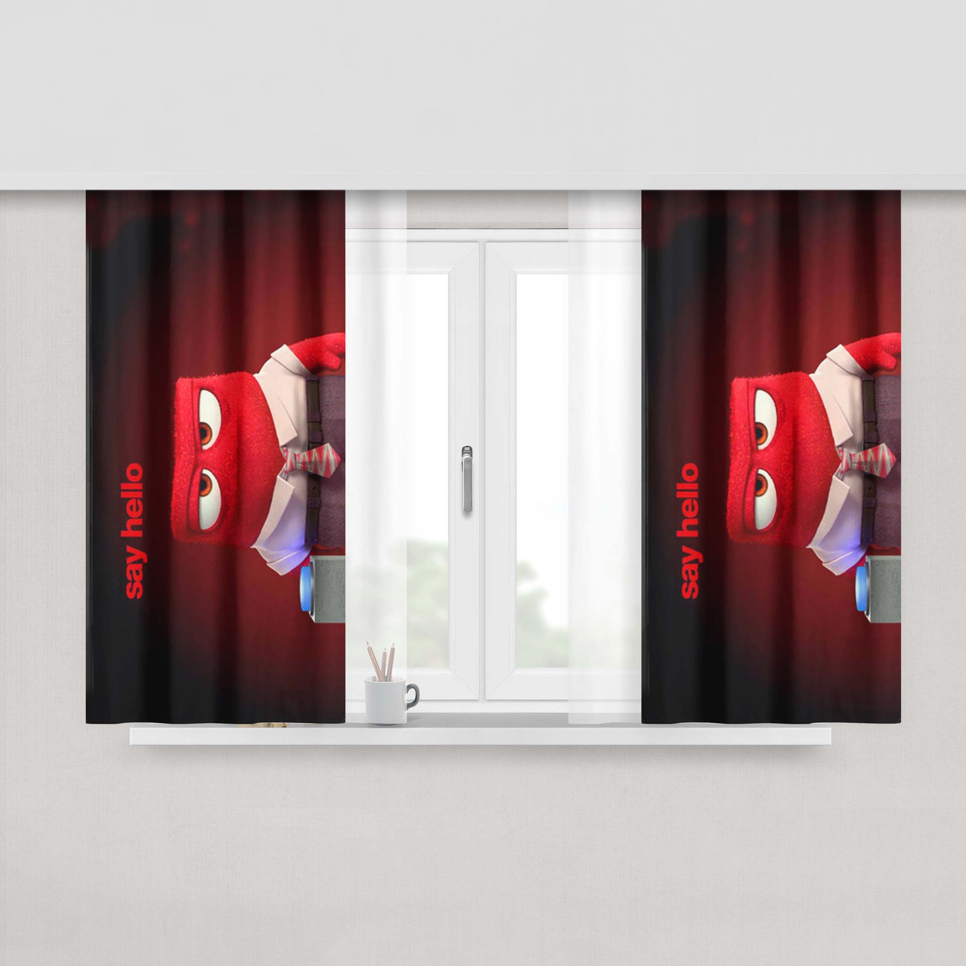 Anger Inside Out Poster Peach Skin Window Curtains