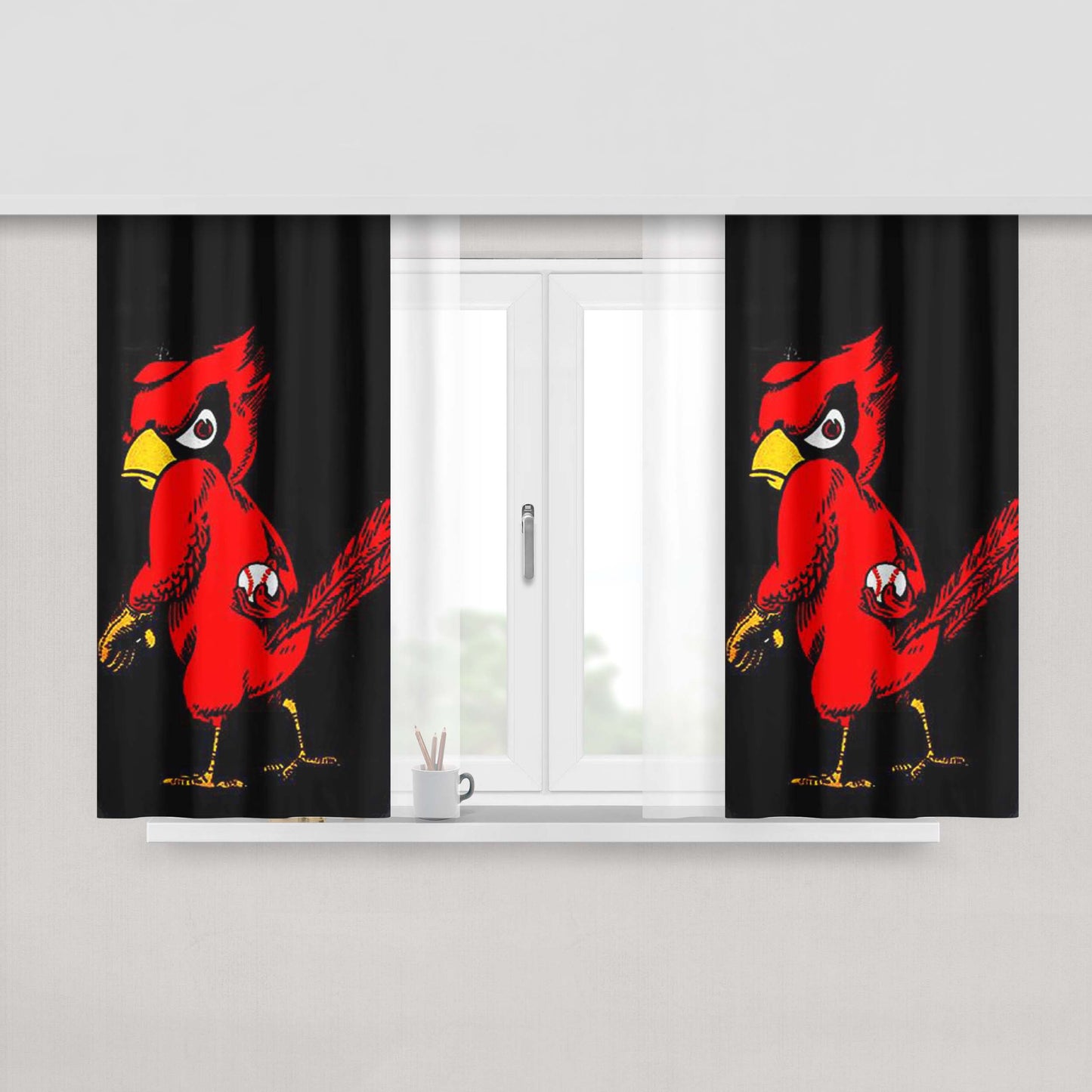 Angry Black Cat Peach Skin Window Curtains