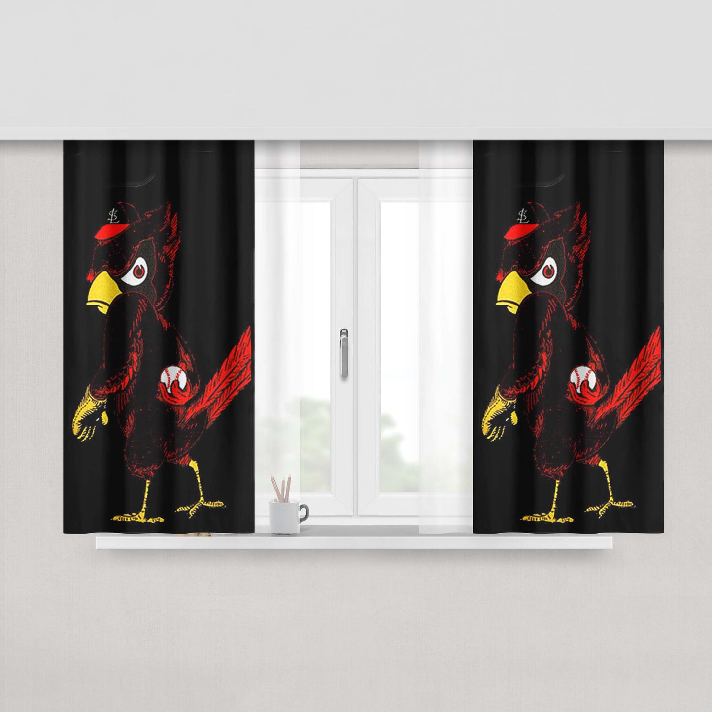 Angry Cardinal 8 Peach Skin Window Curtains
