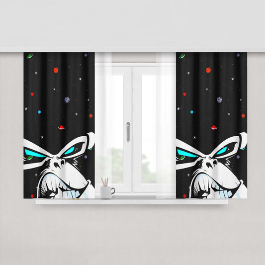 Angry Face Minnie Mouse Peach Skin Window Curtains