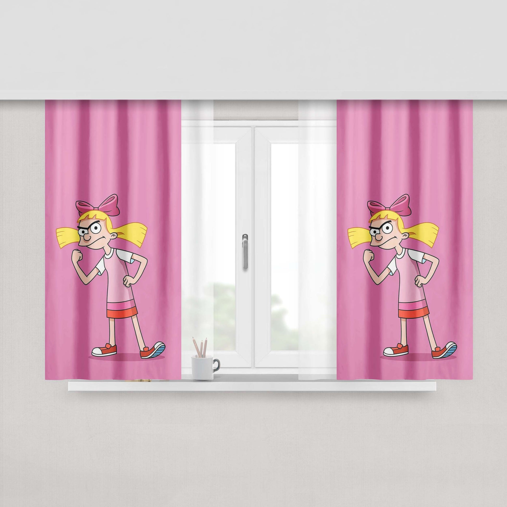Angry Grumpy Cat Peach Skin Window Curtains