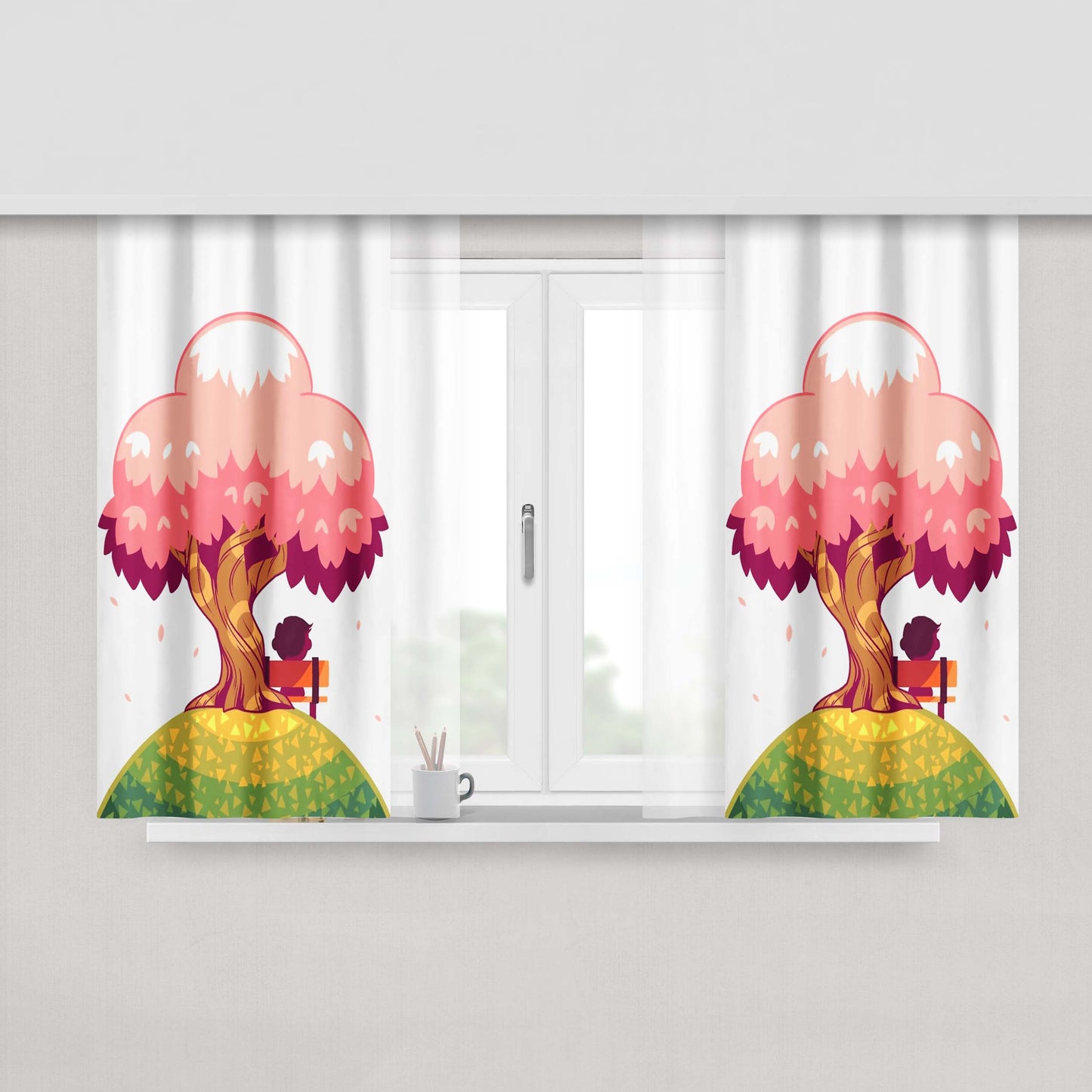 Animal Crossing New Horizons Logo Peach Skin Window Curtains