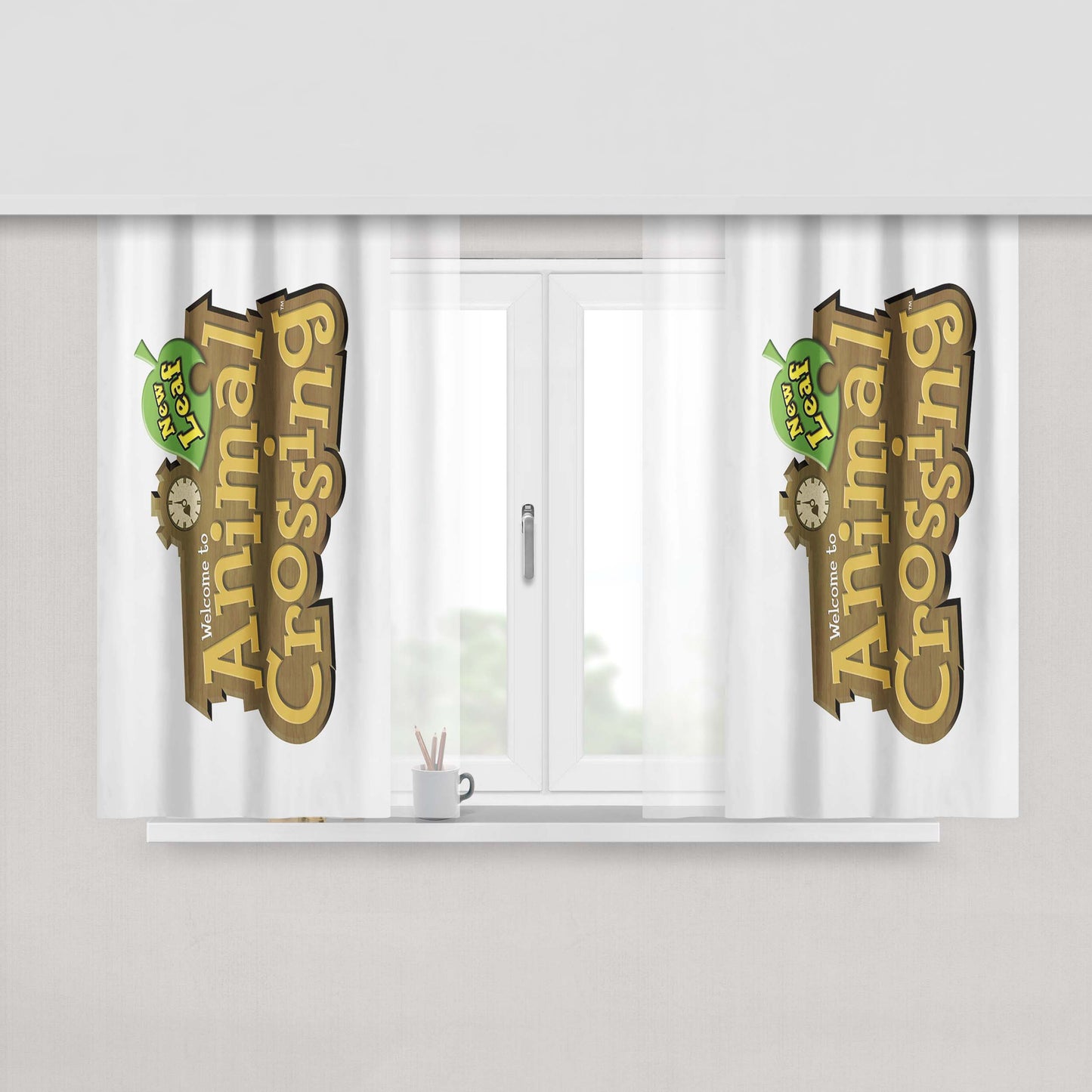 Animal Crossing New Leaf In Spring Tree Peach Skin Window Curtains