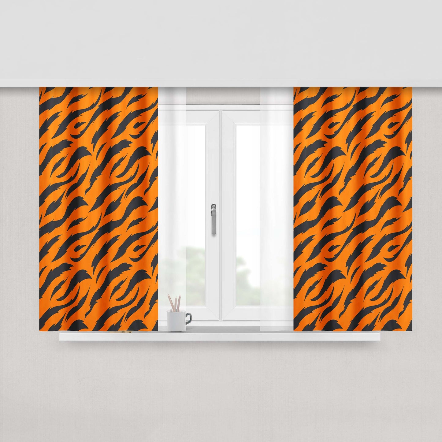 Animal Skin Lion Peach Skin Window Curtains