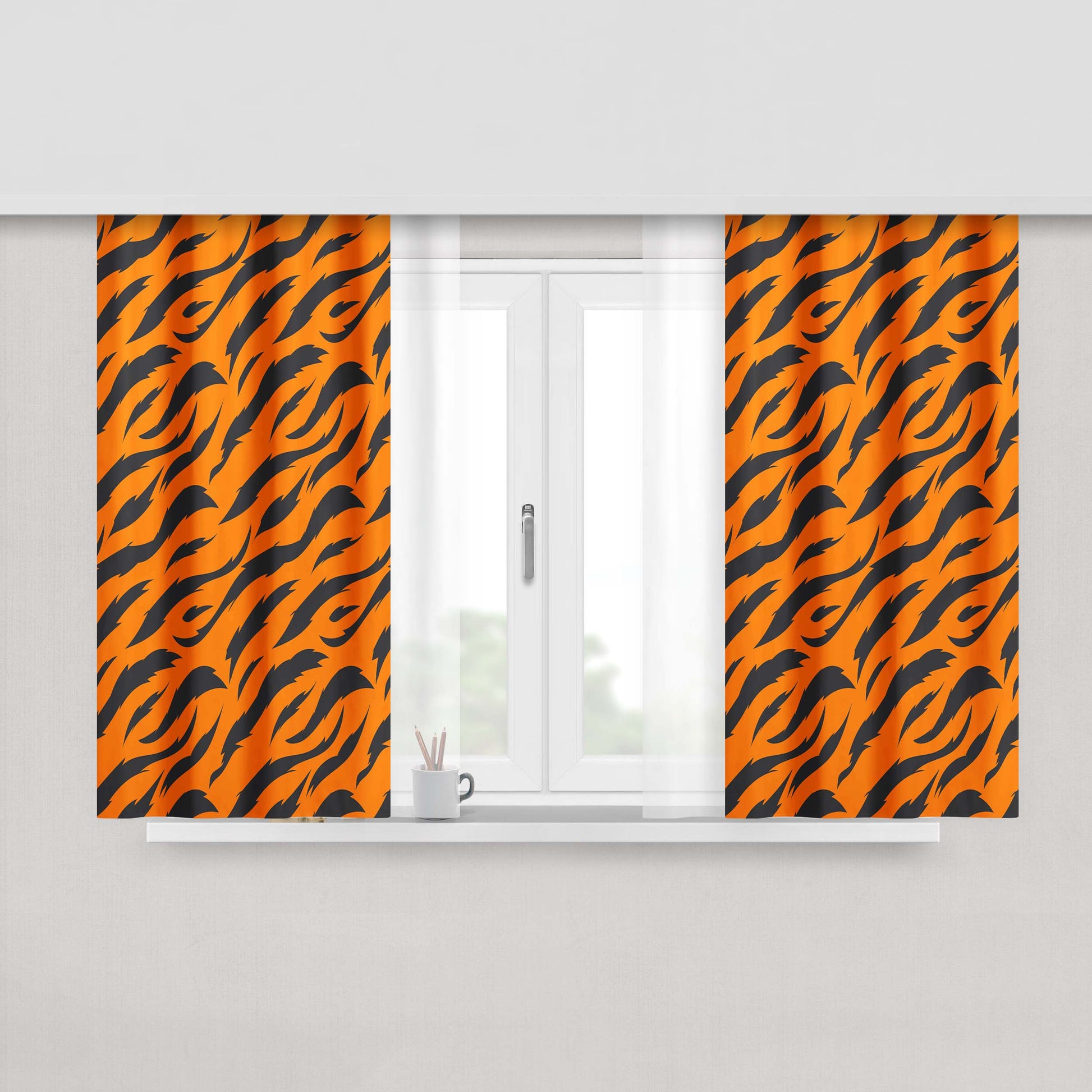 Animal Skin Lion Peach Skin Window Curtains