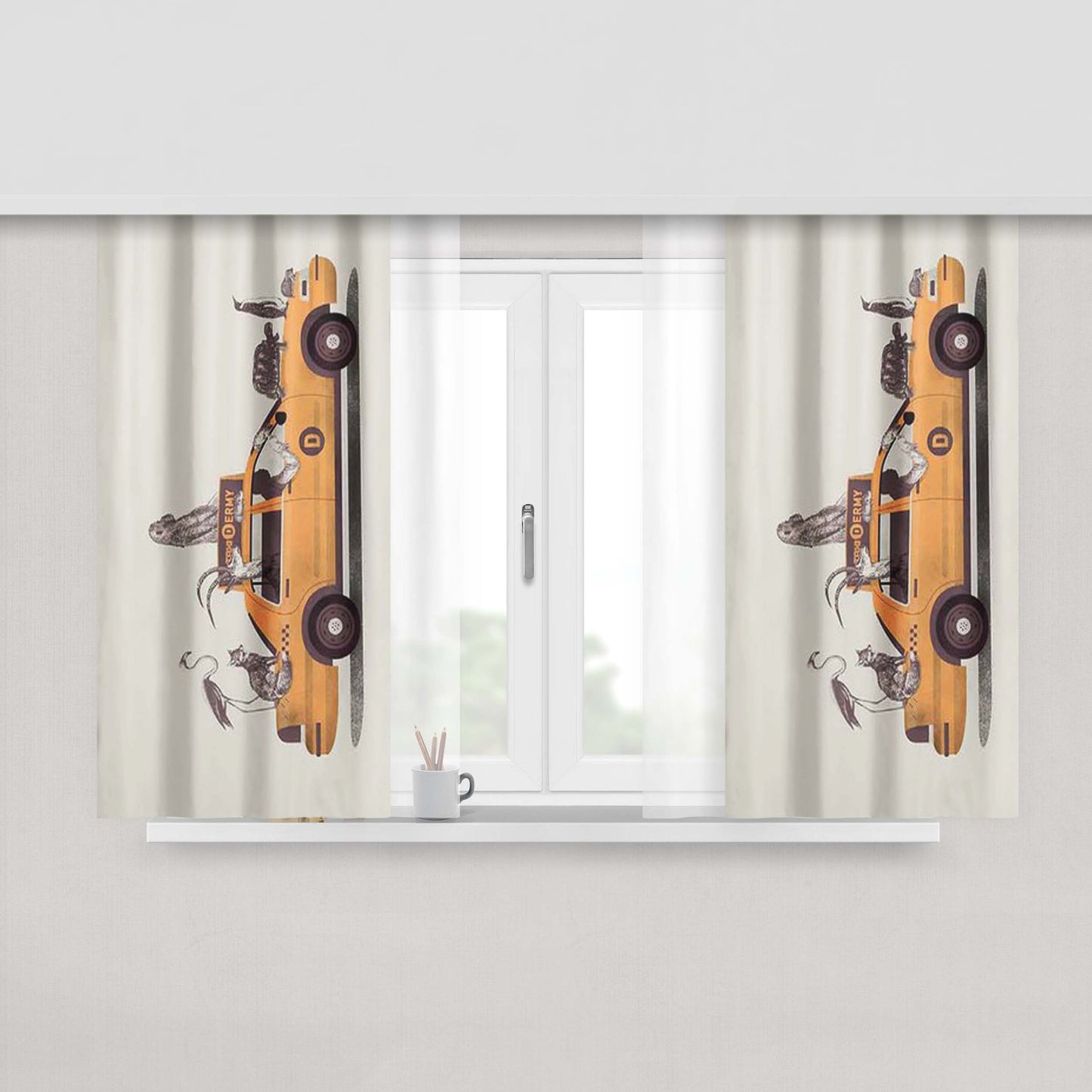 Animal Skin Tiger Peach Skin Window Curtains