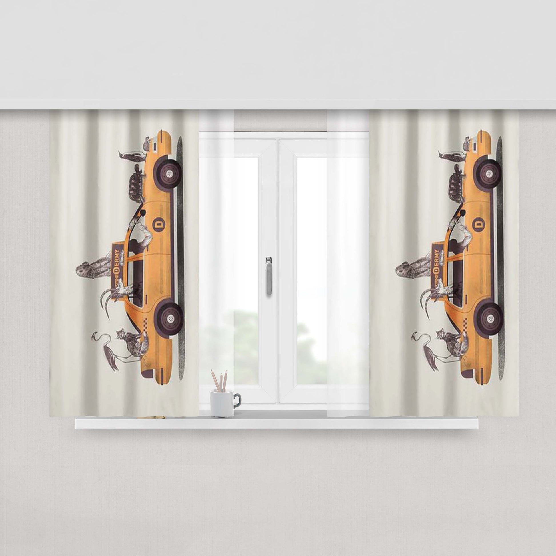 Animal Skin Tiger Peach Skin Window Curtains