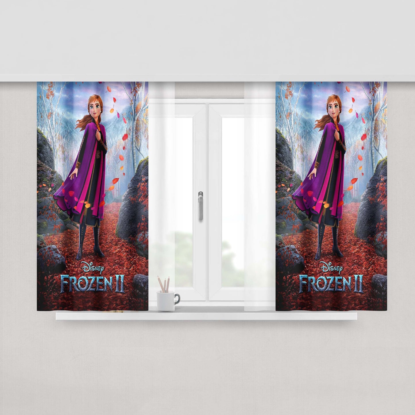 Anna And Elsa Kids Peach Skin Window Curtains