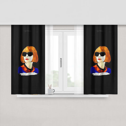 Anna Wintour Tribute To Celebrities Illustrated Peach Skin Window Curtains