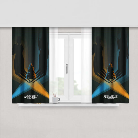 Annabelle Comes Home Poster Illustration Black Peach Skin Window Curtains