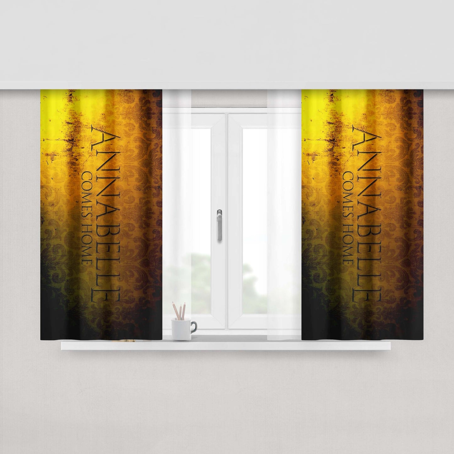Annabelle Comes Home Poster Silhouette Peach Skin Window Curtains
