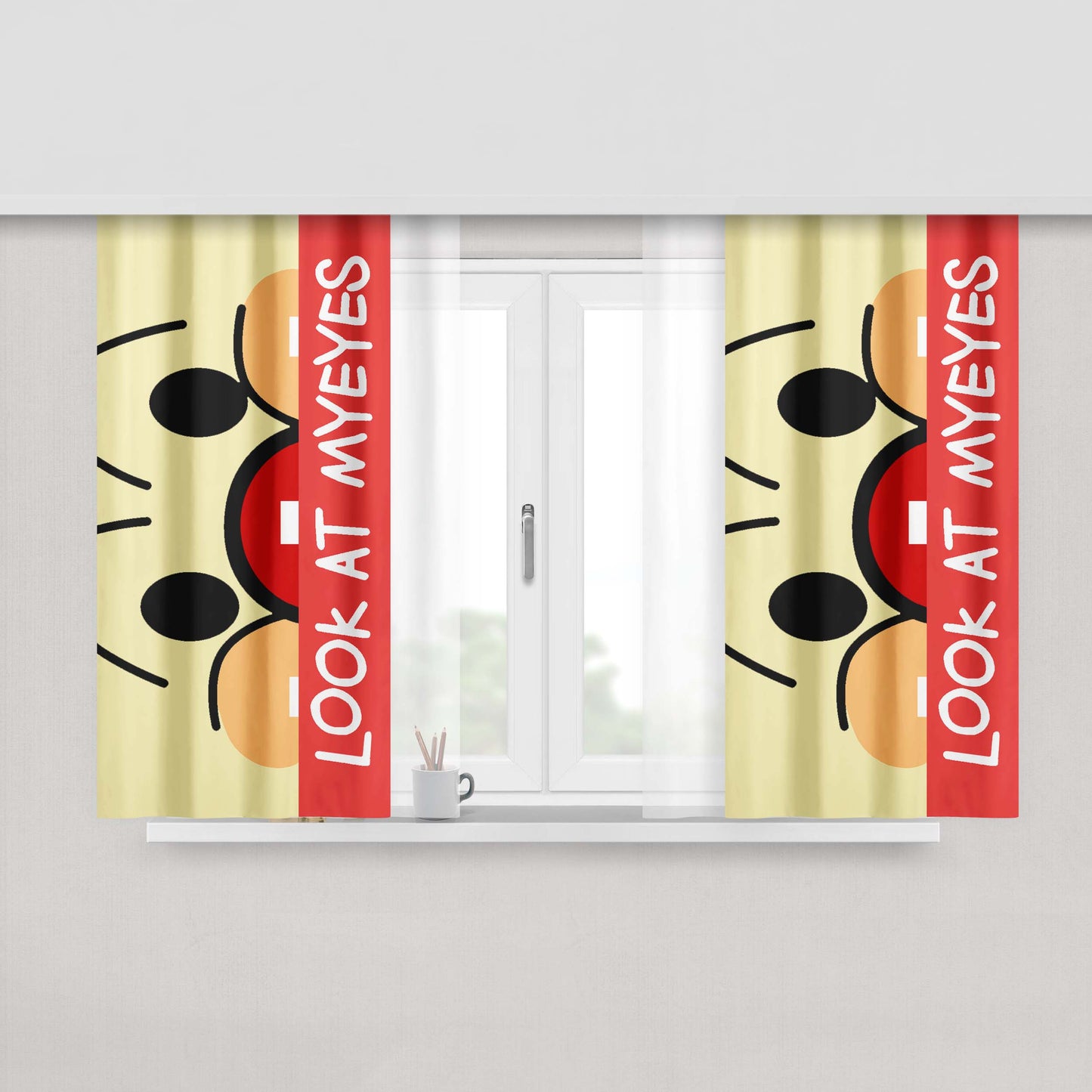 Anpanman Cartoon Look Peach Skin Window Curtains