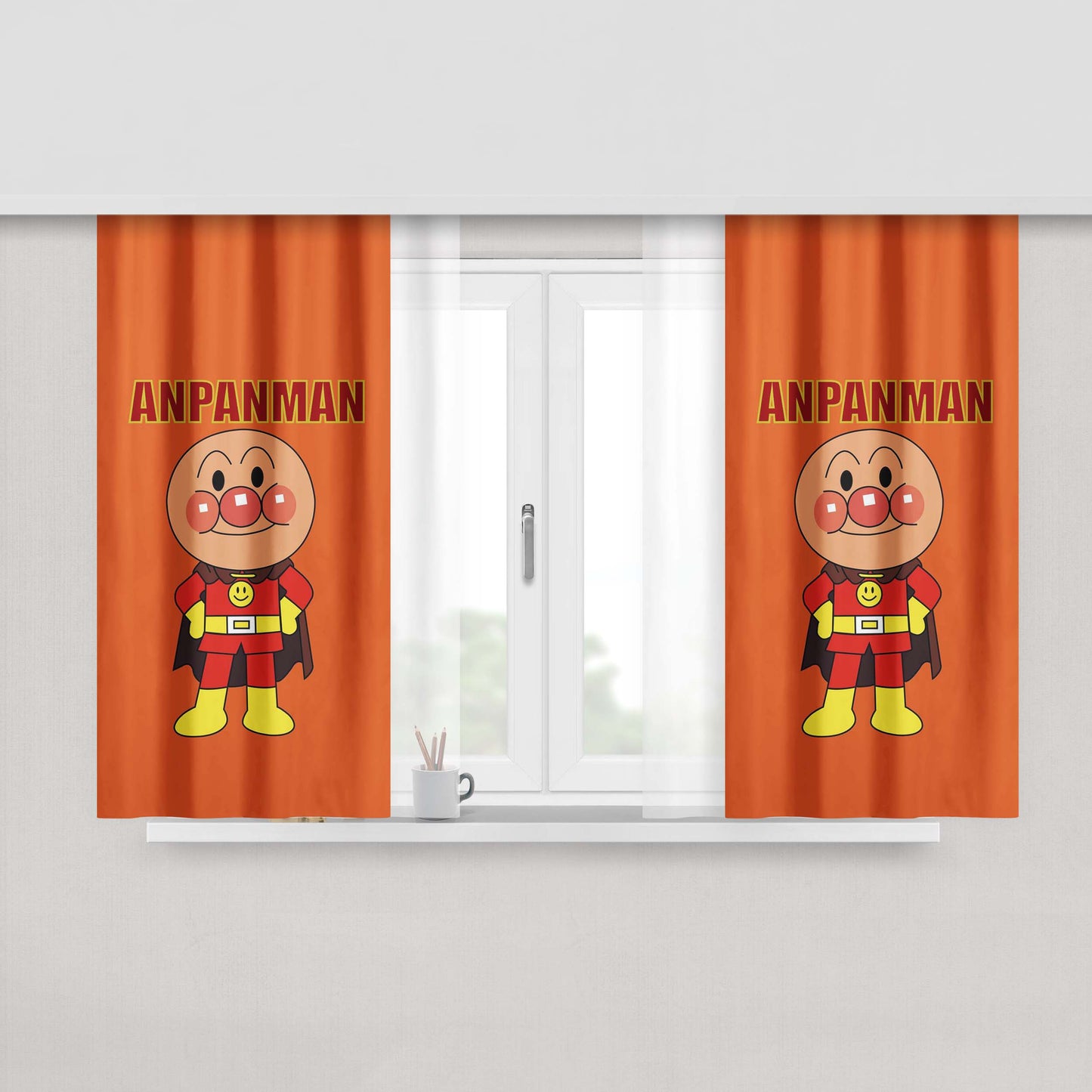 Anpanman Family Peach Skin Window Curtains