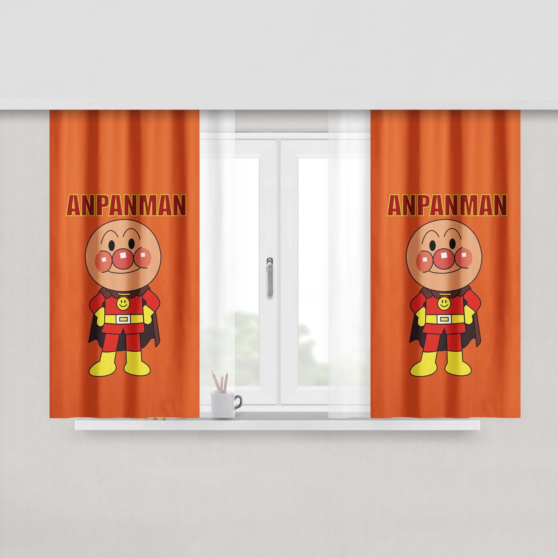 Anpanman Family Peach Skin Window Curtains