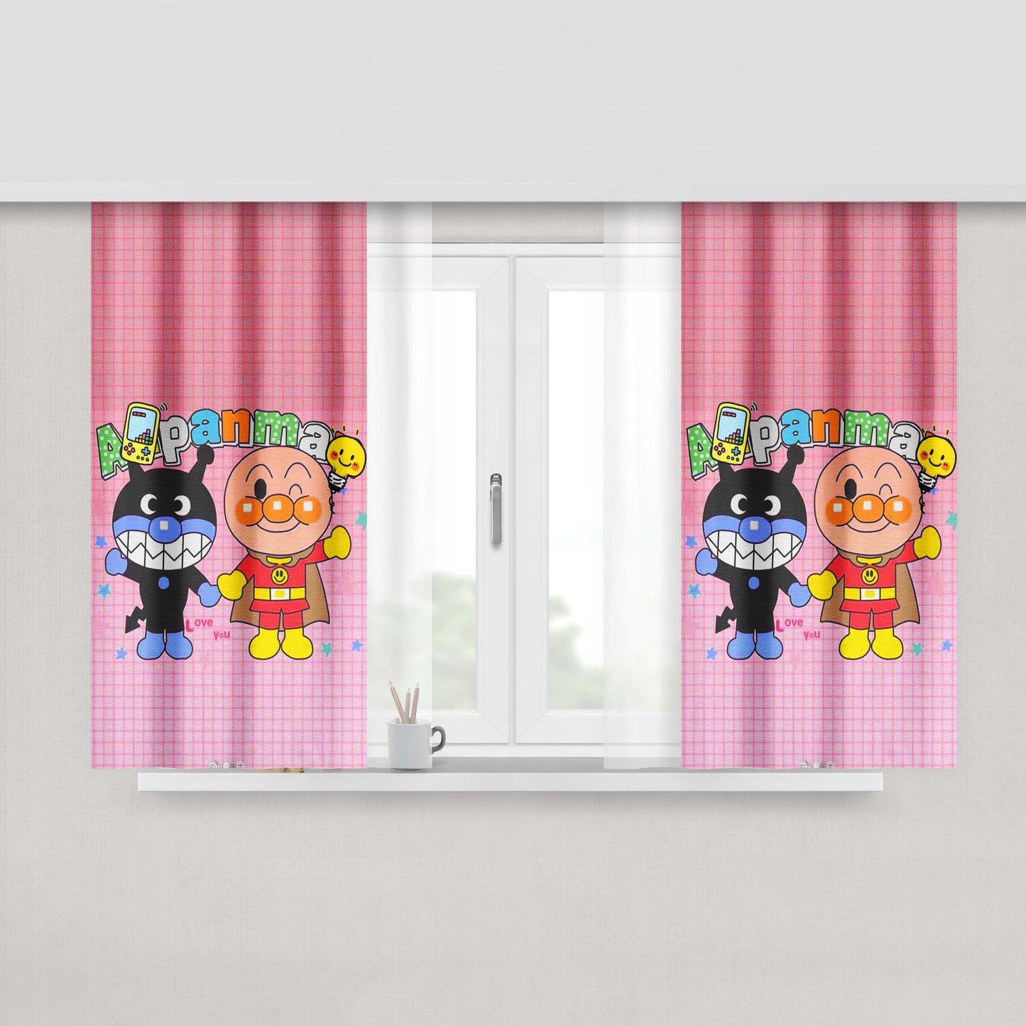 Anpanman Minimalist Art Peach Skin Window Curtains
