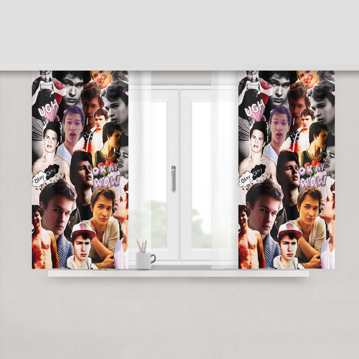Ansel Elgort Cool Peach Skin Window Curtains