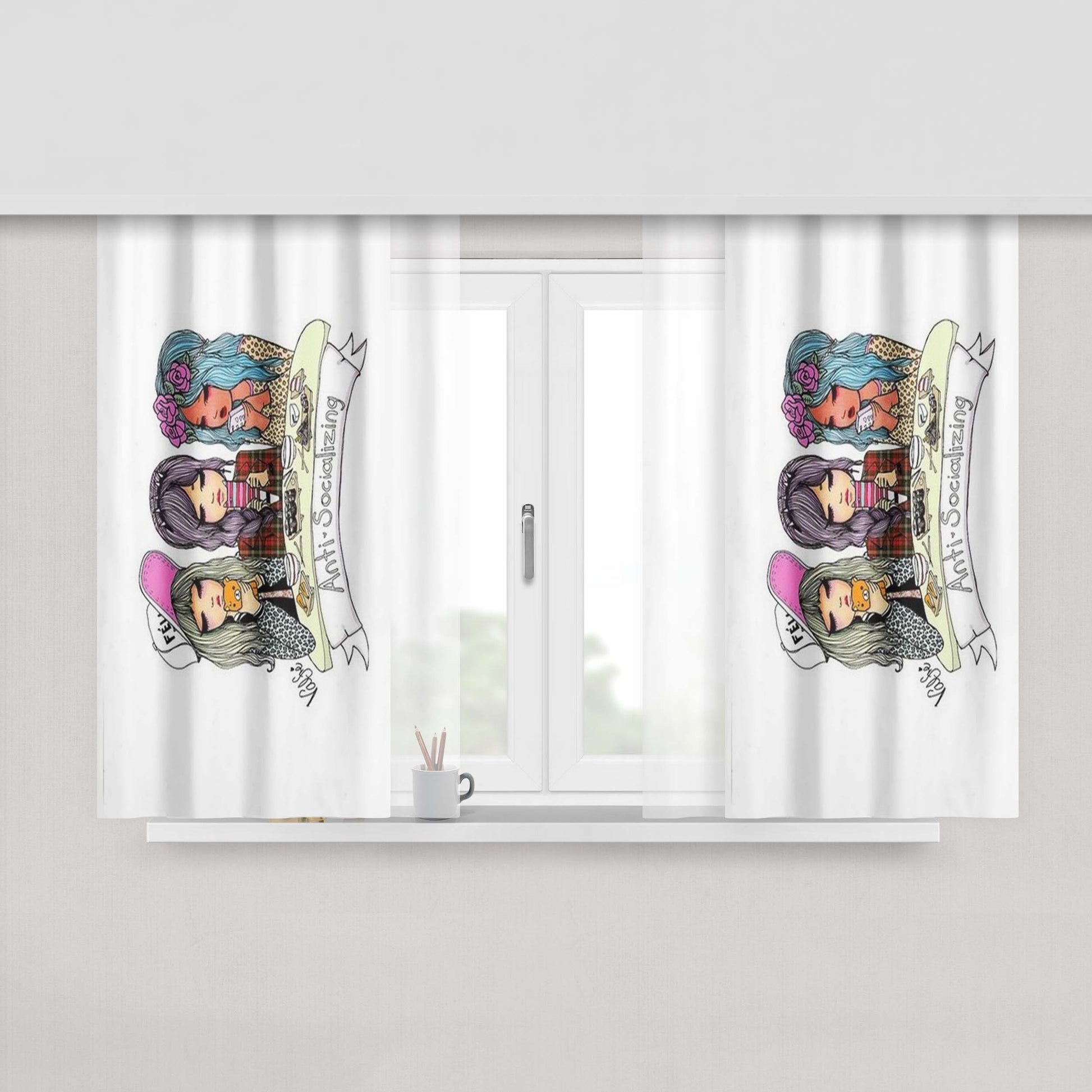 Anti Venom Wallpaper Peach Skin Window Curtains