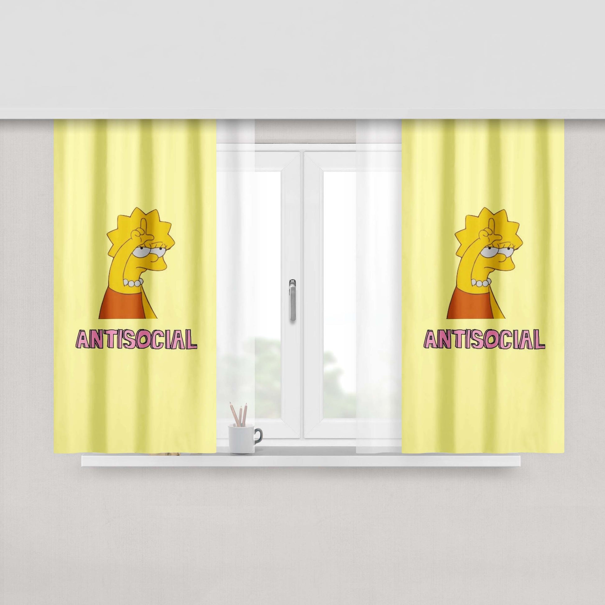 Antifa Political Punk Logo Design Peach Skin Window Curtains