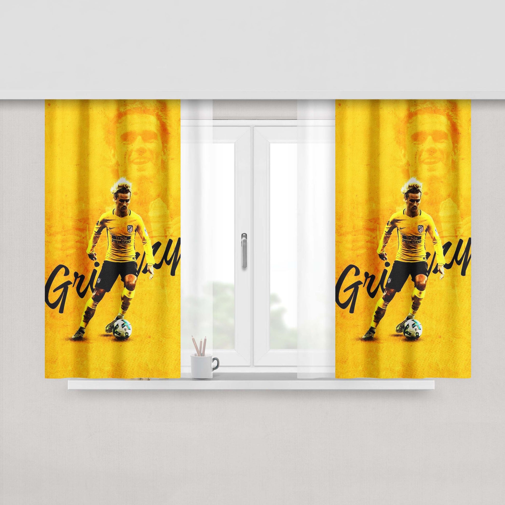 Antoine Griezmann France Peach Skin Window Curtains