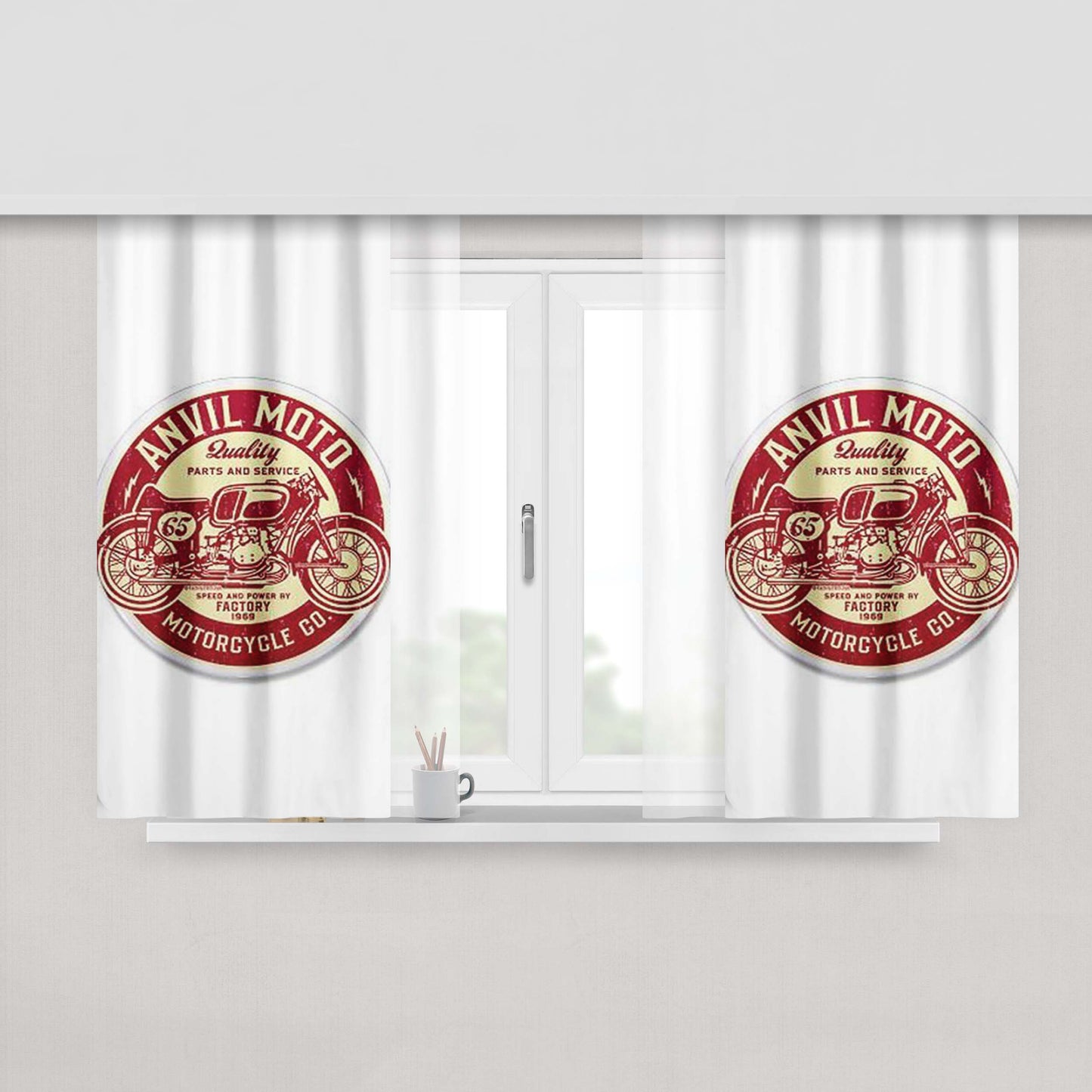 Anvil Moto Red Peach Skin Window Curtains