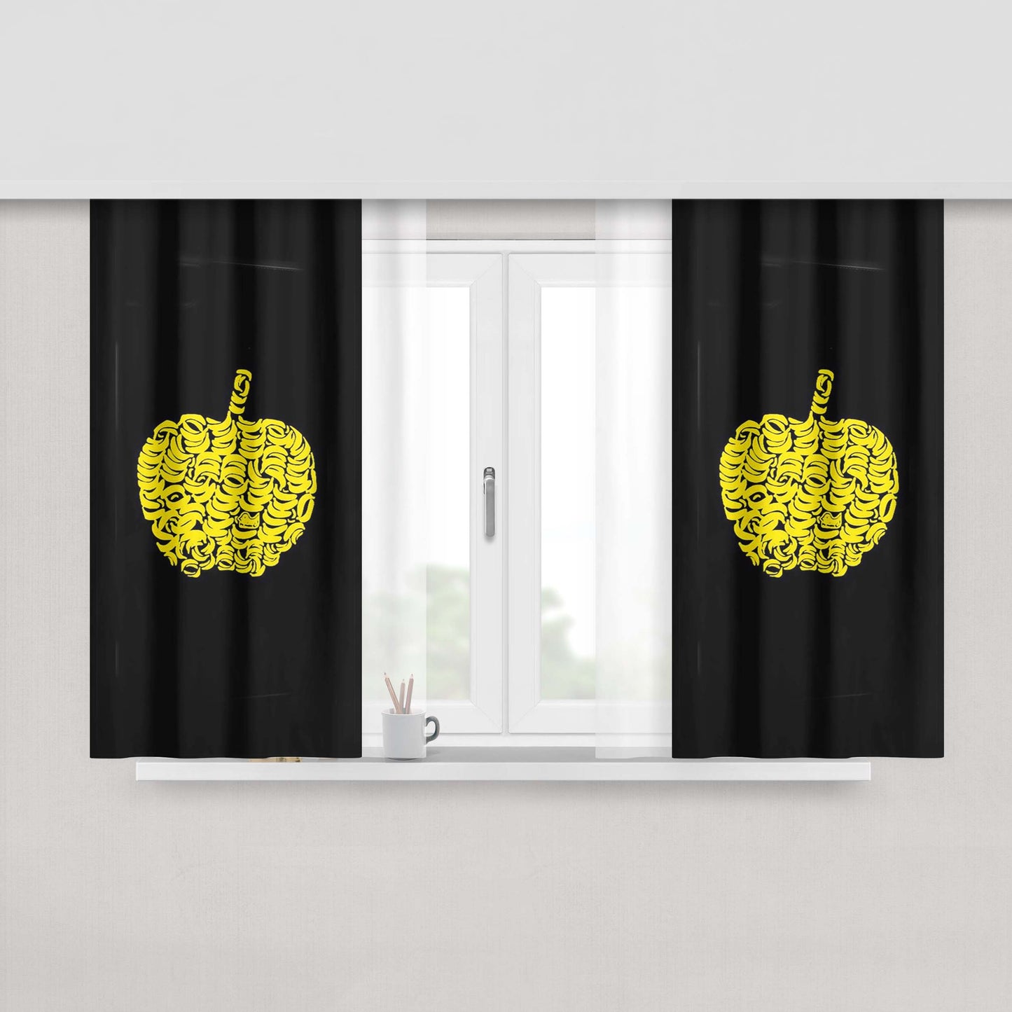 Apple Banana Fruit Peach Skin Window Curtains