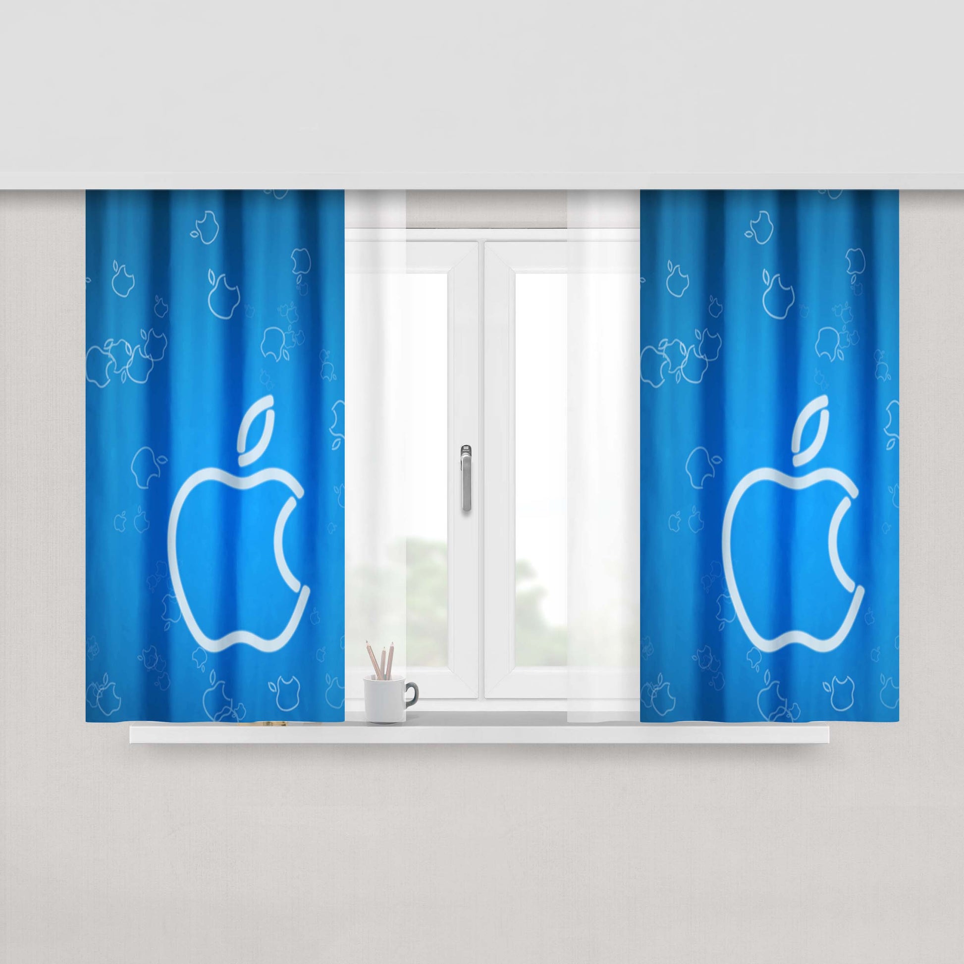 Apple Blue Peach Skin Window Curtains