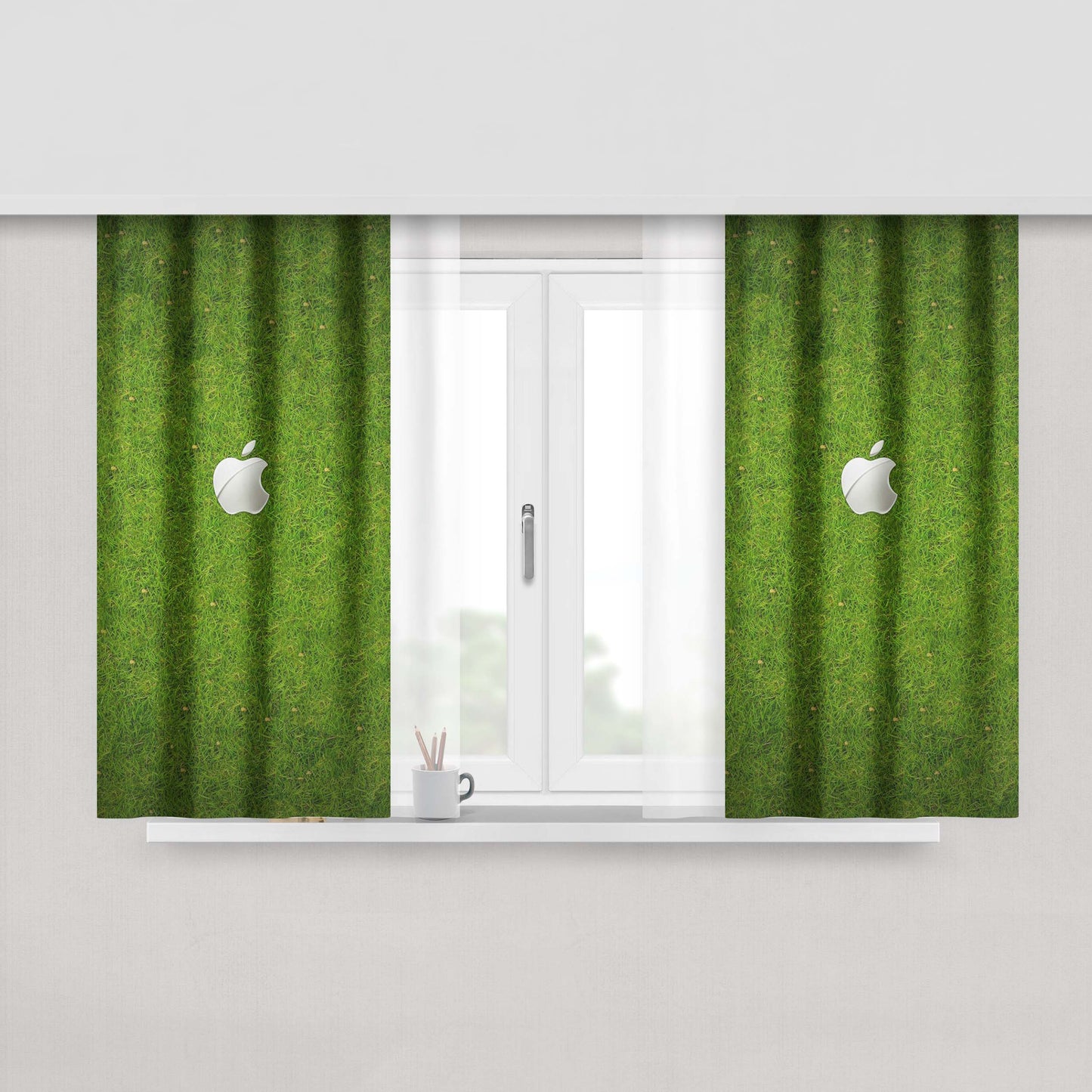 Apple Grass Peach Skin Window Curtains