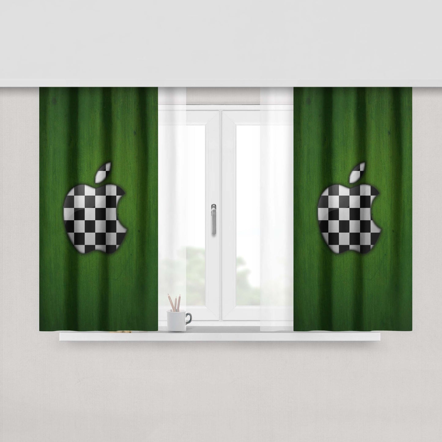 Apple Green Peach Skin Window Curtains
