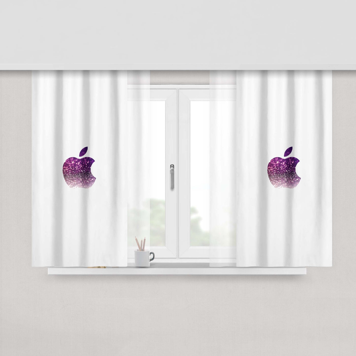 Apple Logo Peach Skin Window Curtains